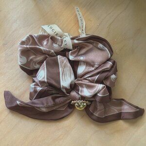 ANTHROPOLOGIE Charmed Hair Scarf Scrunchie, Brown Abstract Paisley